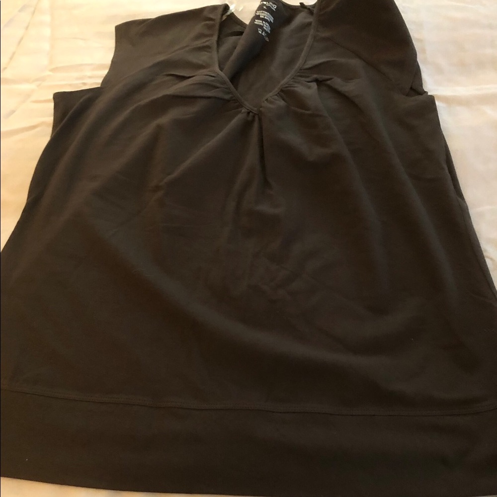 Bandolino brown sleeveless top, wide band bottom